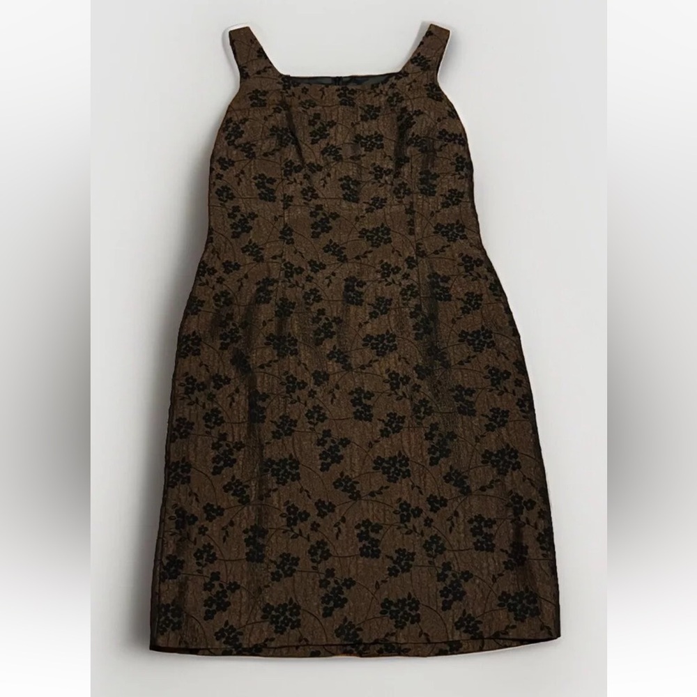 Women’s Virgo Dress Dark Brown/Bronze Size 12 Floral/flowers Zip Mini Cocktail